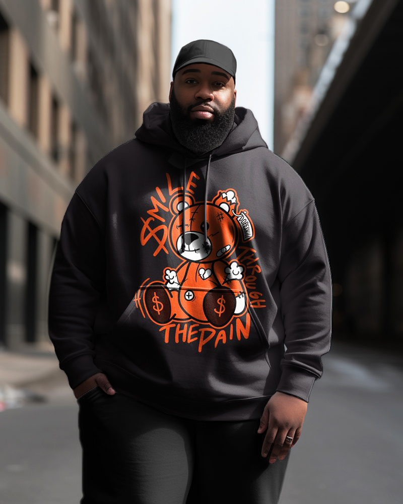 Men's Plus Size Fun Dollar Brown Bear Hoodie