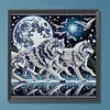 Meute de loups au clair de lune-peinture diamant en forme spéciale-30*30cm