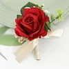 10PCS Bridal Groom Guests Wedding Catering Rose Corsage Boutonniere Wrist Artificial Flower Bouquets