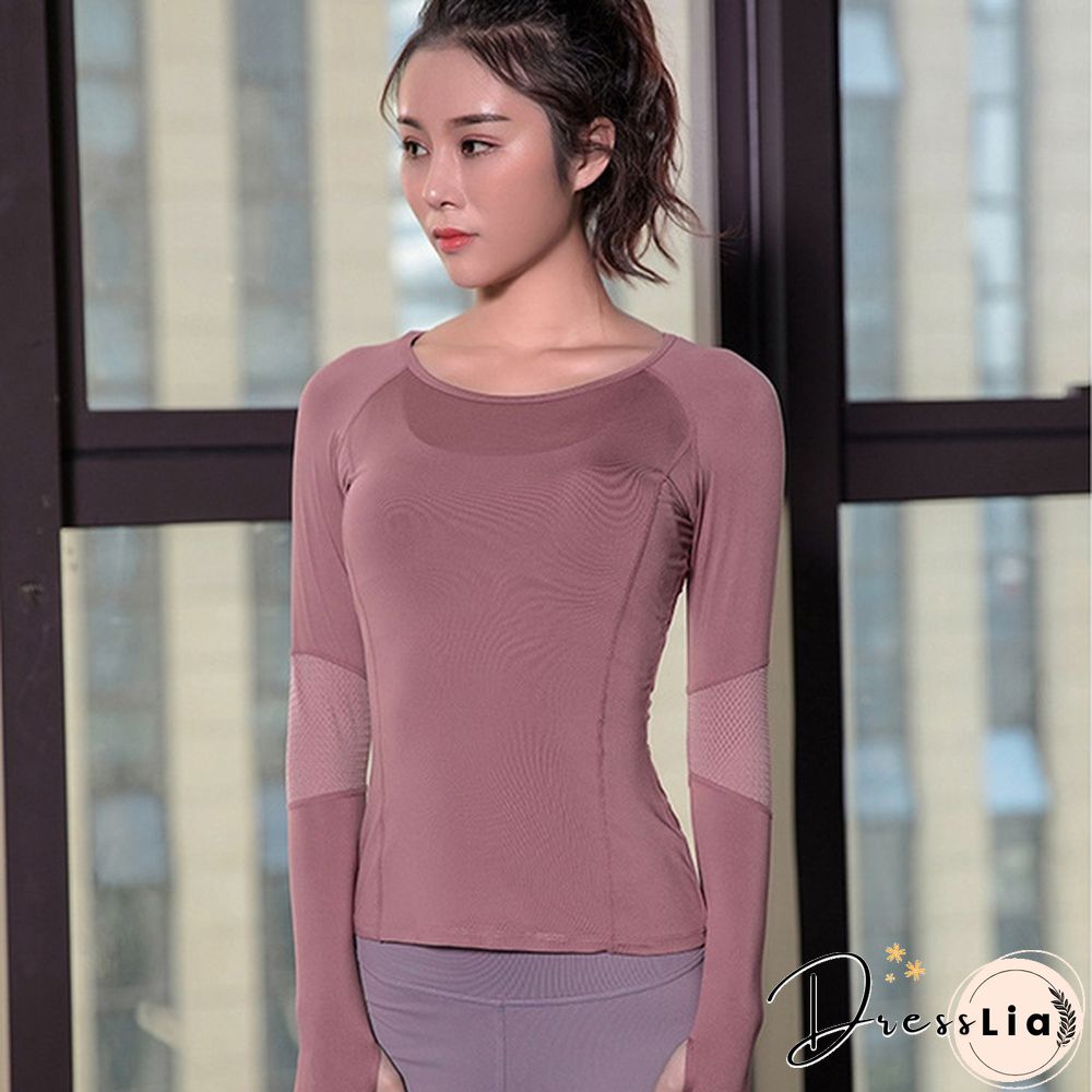 Women Mesh Hollow Out Yoga Top Full Sleeve Sport Shirt Quick Dry Fitness Clothing Gym Running Jogging Shirts Slim Activewear