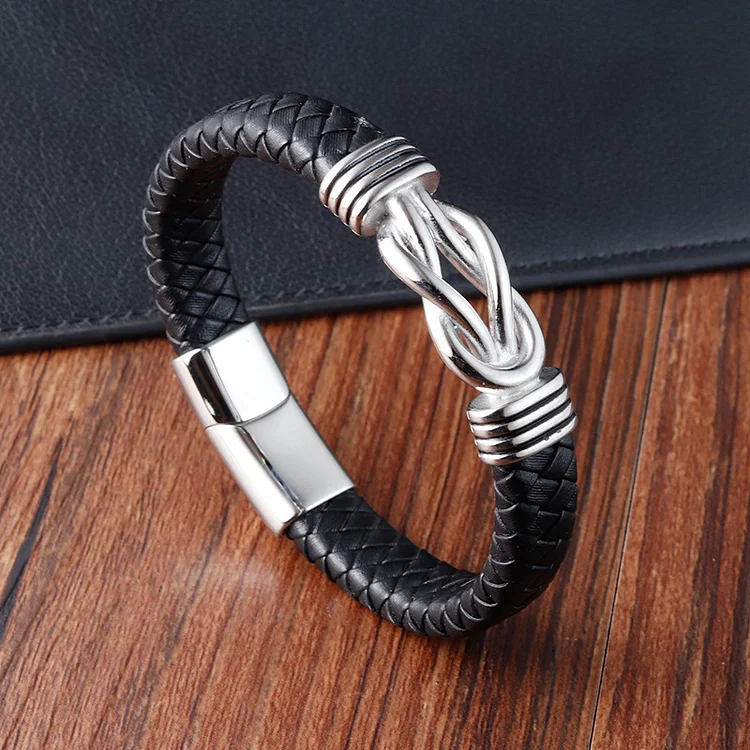 Leather Infinity Love Knot Layered Bracelet Birthday Gift