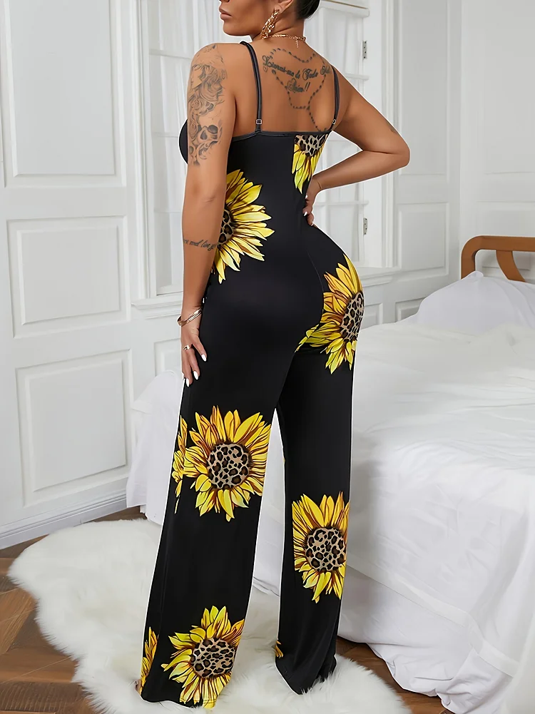 Women's Fashionable Printed Camisole Jumpsuit - Casual, Stylish, Elegant For Daily Wear