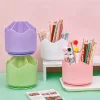 Functional 6 Grids Pens Stationery Spinning Organizer Large Capacity Student Table Storage Rotating Pencils Container