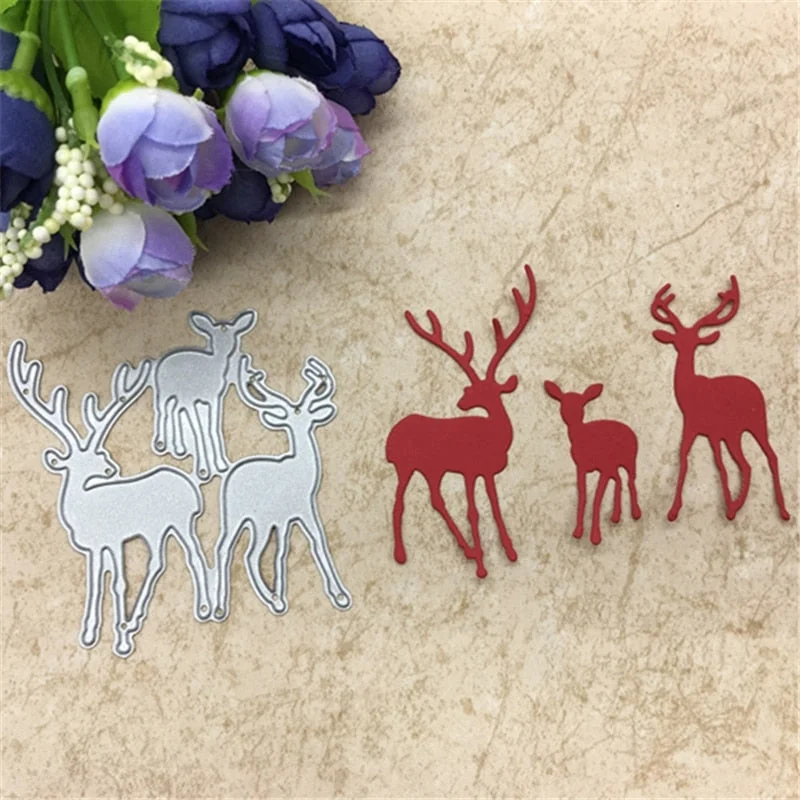 Christmas Elk Cutting Dies Scrapbooking Metal Cutting Pressing Stencils Craft Dies For DIY Decorations Embossing