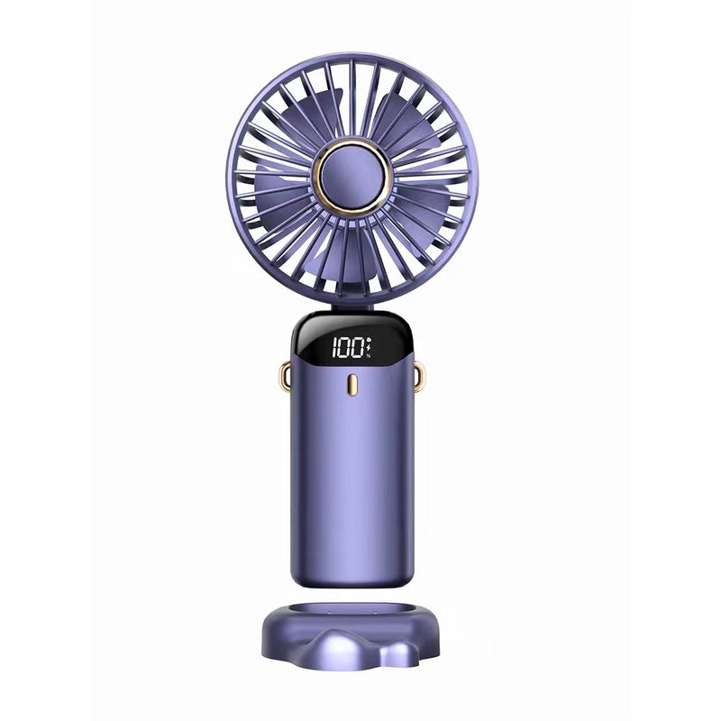 New Handheld Fan Outdoor USB Charging Mini Portable Student Small Fan Digital Display Folding Aromatherapy