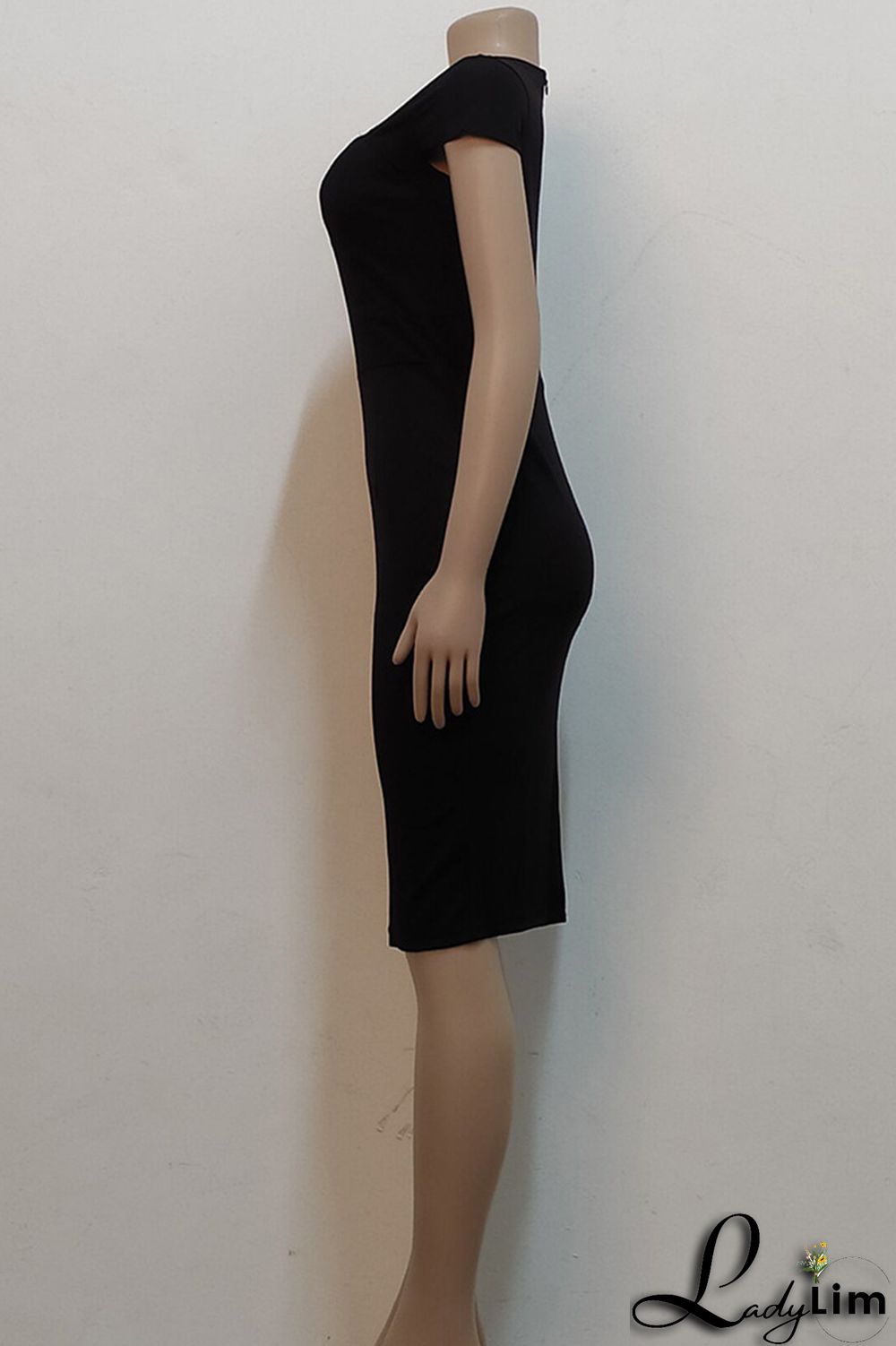 Blue Fashion Casual Solid Basic Short Sleeve Dress