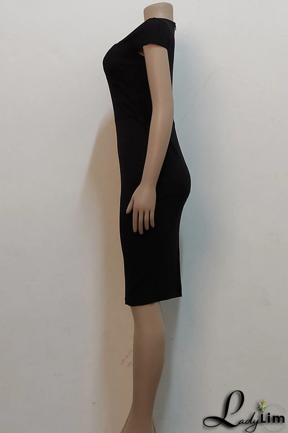 Blue Fashion Casual Solid Basic Short Sleeve Dress