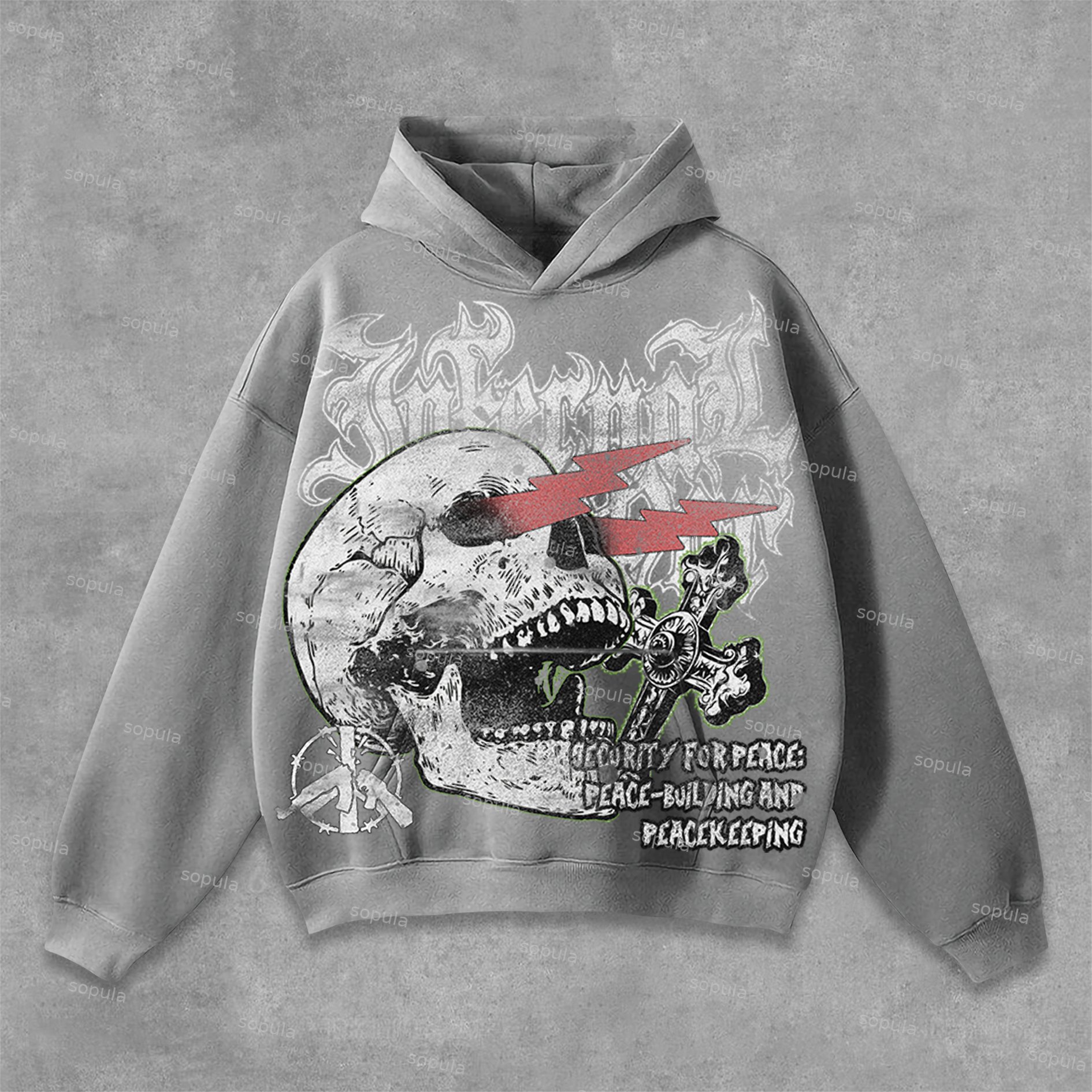 Sopula Unisex World Pacifist Anti-War Skull Graphic Hoodie - SOPULA
