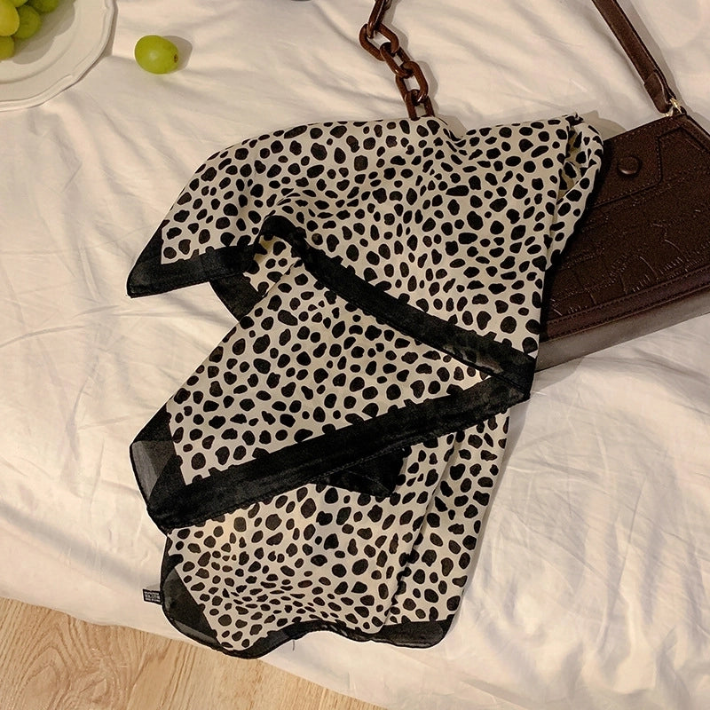 Women’s Retro French Style Polka Dots Cashew Nuts Satin Silk Scarf