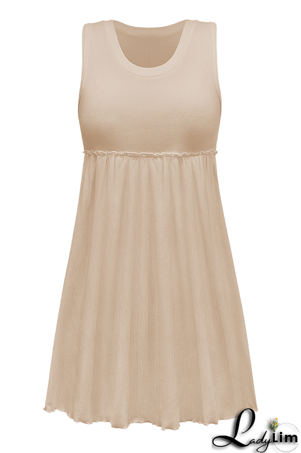 Apricot Casual Solid Patchwork U Neck Cake Skirt Dresses