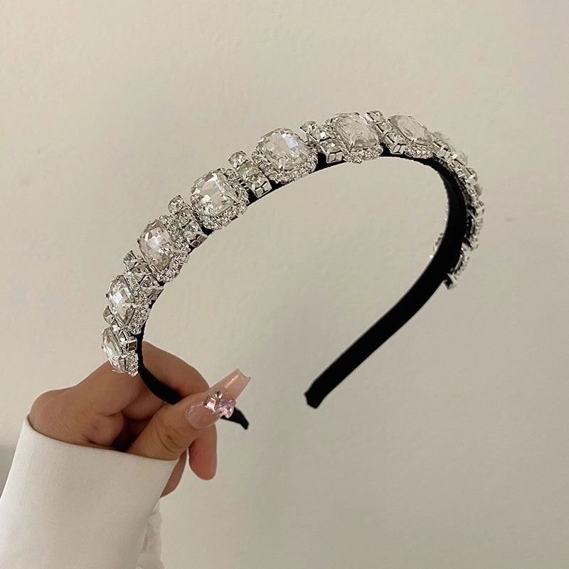 South Korea’s New Crystal Full Diamond Headband Summer Simple Hair Hole Steel Ring Thin Edge Headband
