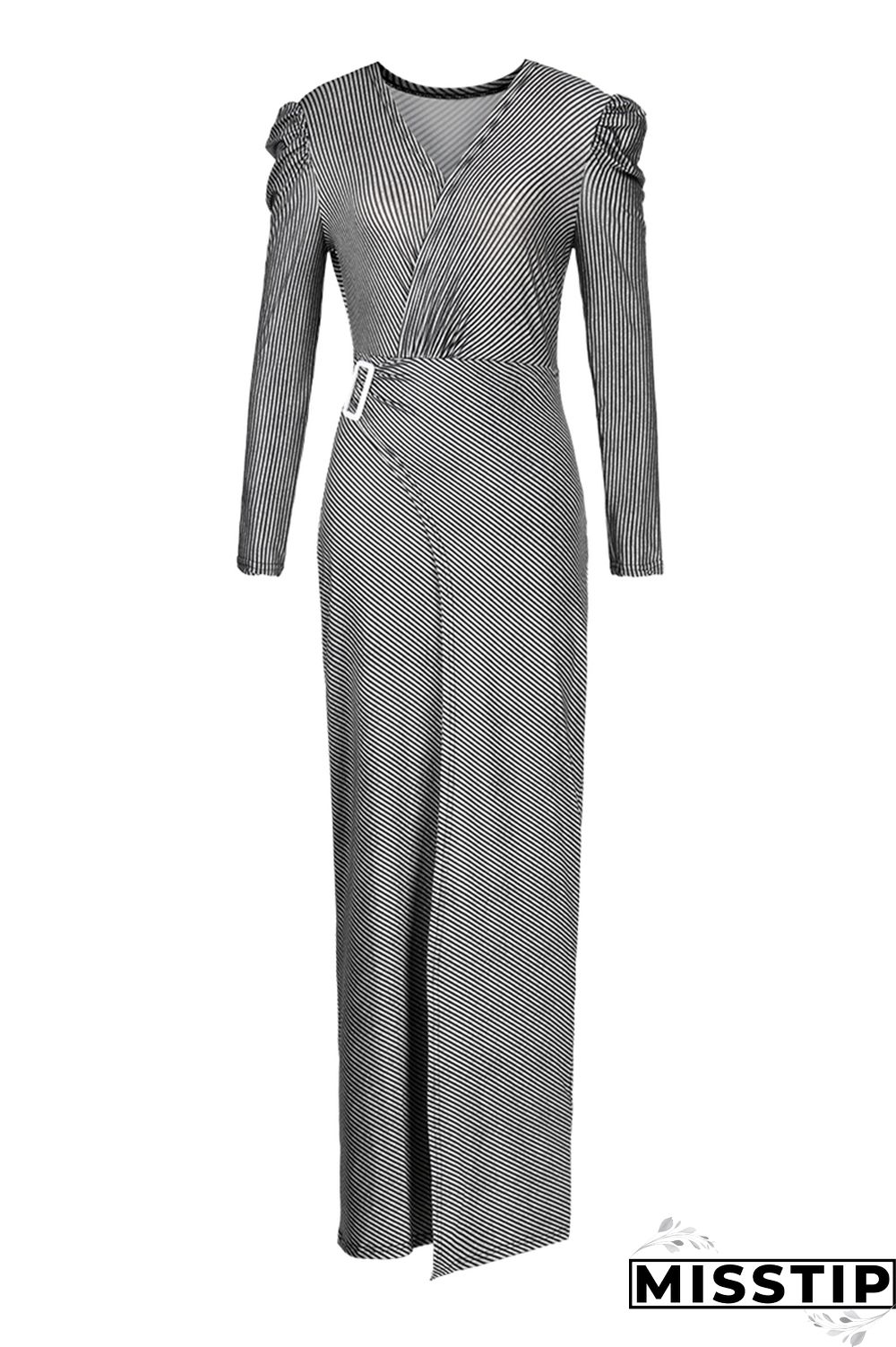 Grey Fashion Casual Solid Patchwork Slit V Neck Evening Dress