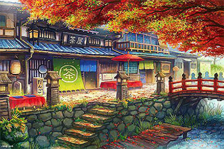 Village Bridge 80*50CM (Canvas)Full Round/AB Round Drill Diamond Painting gbfke