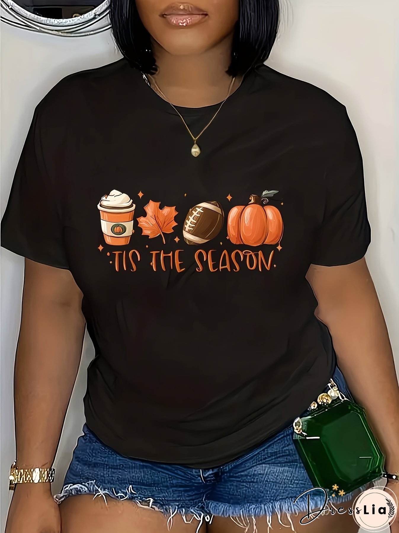 Plus Size Women's Fashion Style Trendy Printed Summer Short Sleeve T-Shirt