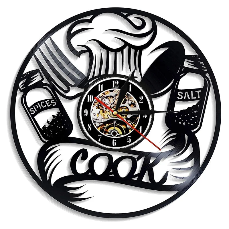 Vinyl Record Wall Clock Modern Design Decorative Kitchen Knife and Fork Kitchen Hanging Clocks Wall Watch Home Decor Silent