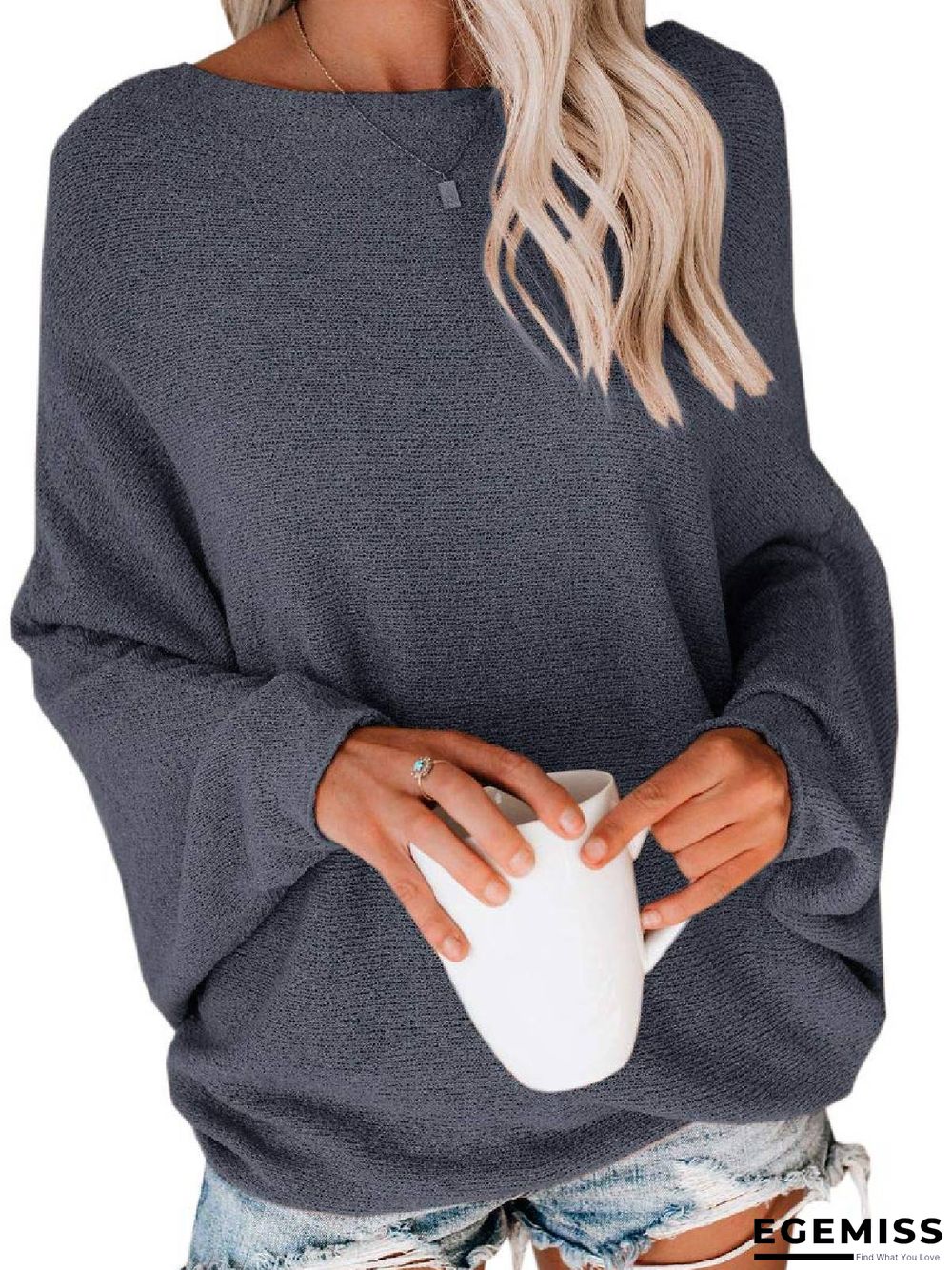 Long Sleeve Round Neck Cotton-Blend Shirts & Tops | EGEMISS