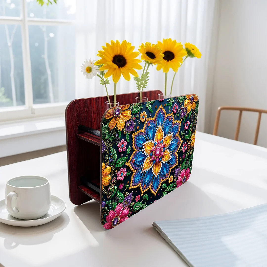 Mandala DIY Flower Vase Wooden Double Sided Desktop Diamond Art Kit Home Decor