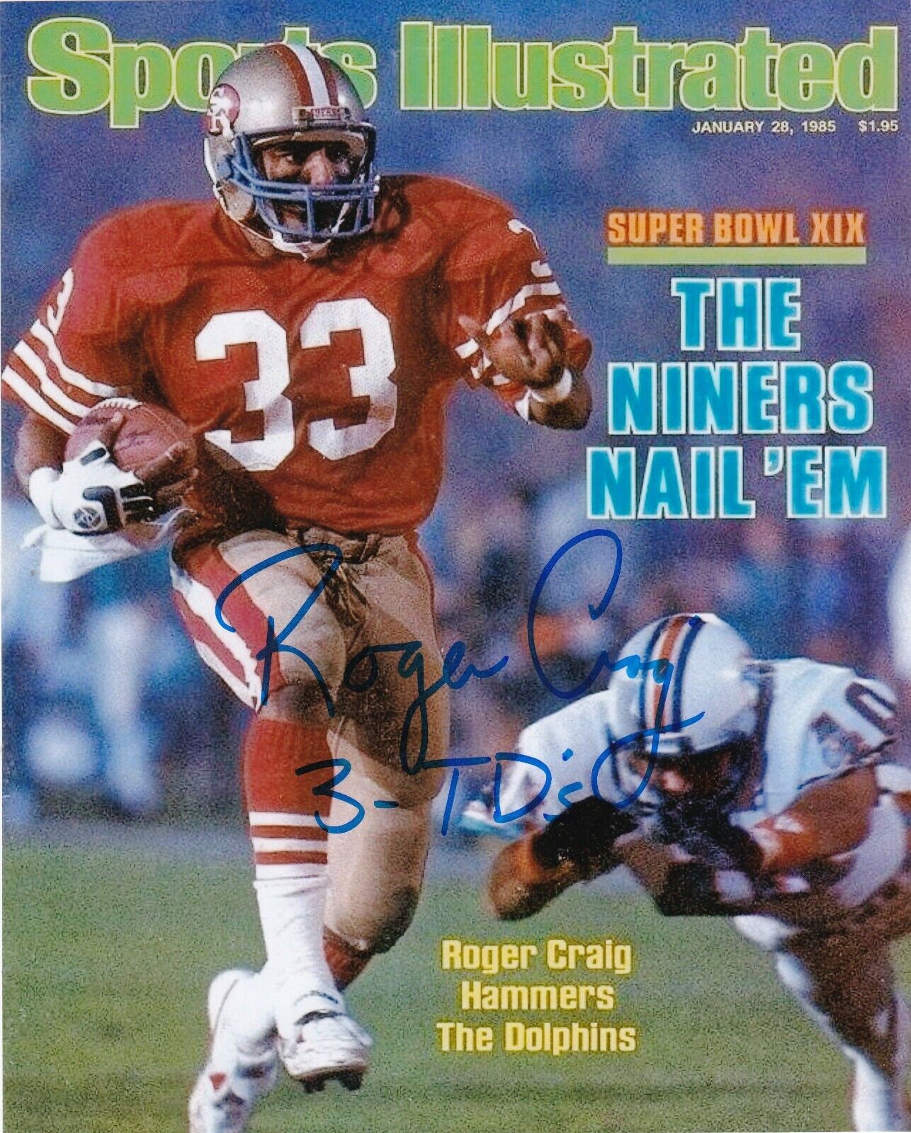 ROGER CRAIG SAN FRANCISCO 49ERS SPORTS ILLUSTRATED COVER SIGNED 8x10