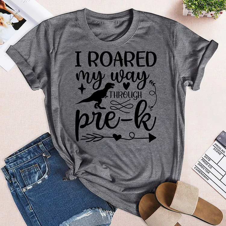 I roared my way through preschool Long T-Shirt-05157