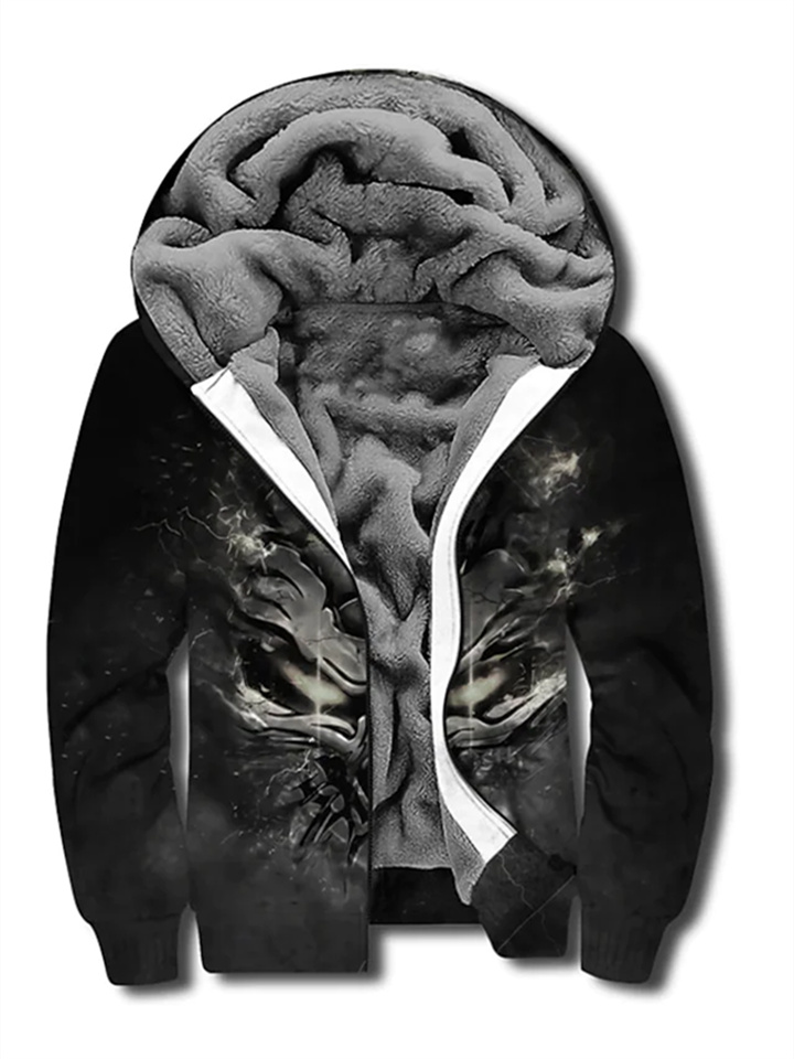 Men's Hoodie Fleece Jacket Full Zip Hoodie Fleece Hoodie Sherpa Jacket Green Black Blue Purple Red Hooded Skull Graphic Prints Zipper Print Daily Sports 3D Print Fleece Designer Casual Thin fleece | 168DEAL