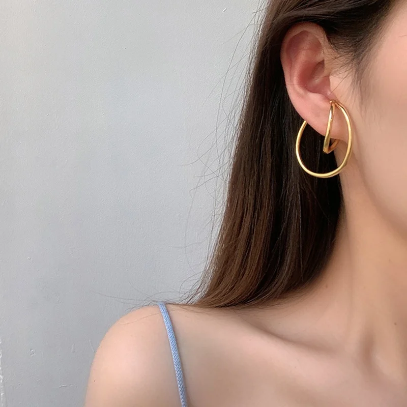 Gorgeous Hooping Ear Cuff Geometry Earring Ear Clip No Piercing Earcuff Gleaming(1 Pair)