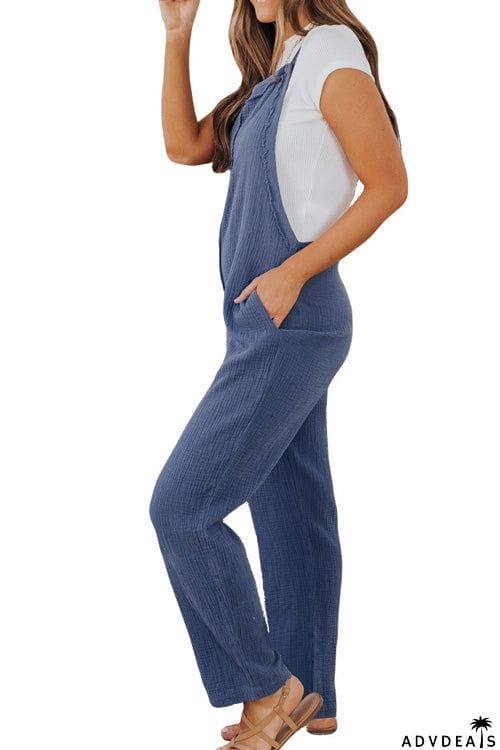 Fashion Casual Solid Pockets Slim Jumpsuit