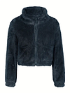 Fuzzy Solid Fall & Winter Jacket, Casual Zip Up Long Sleeve Warm Outerwear, Women's Clothing
