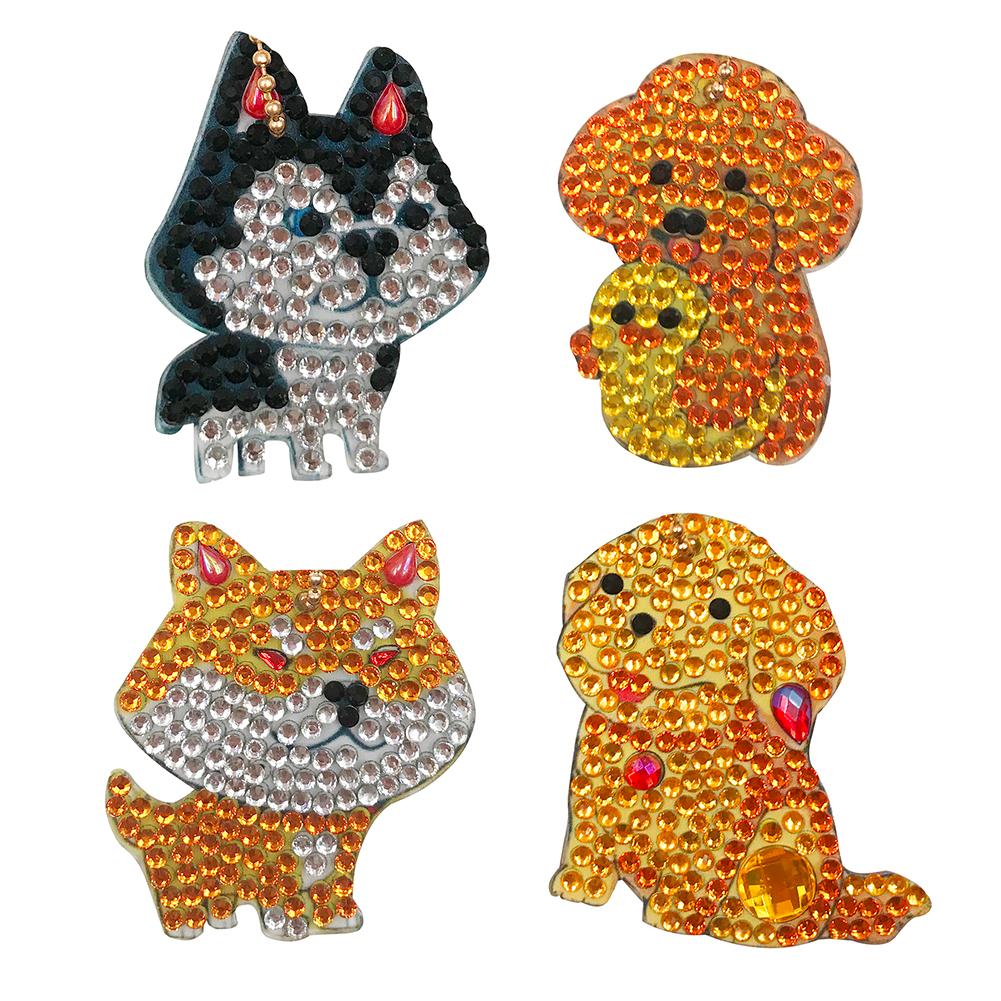 

4pcs Dog-DIY Creative Diamond Keychain, 501 Original