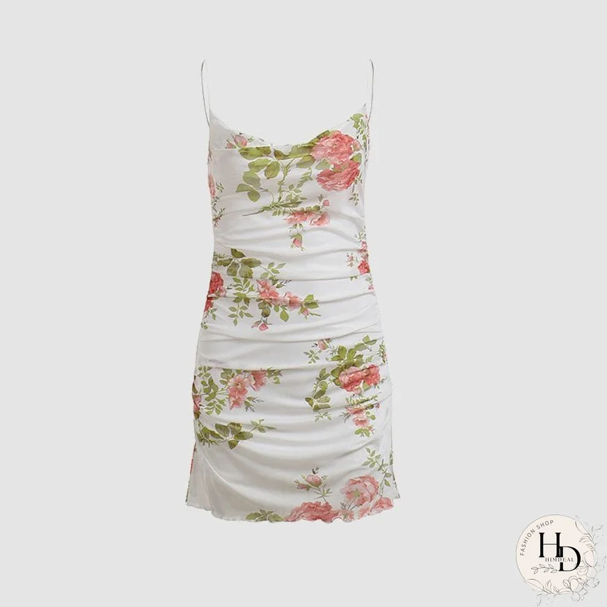Floral Print Ruched Mini Dress