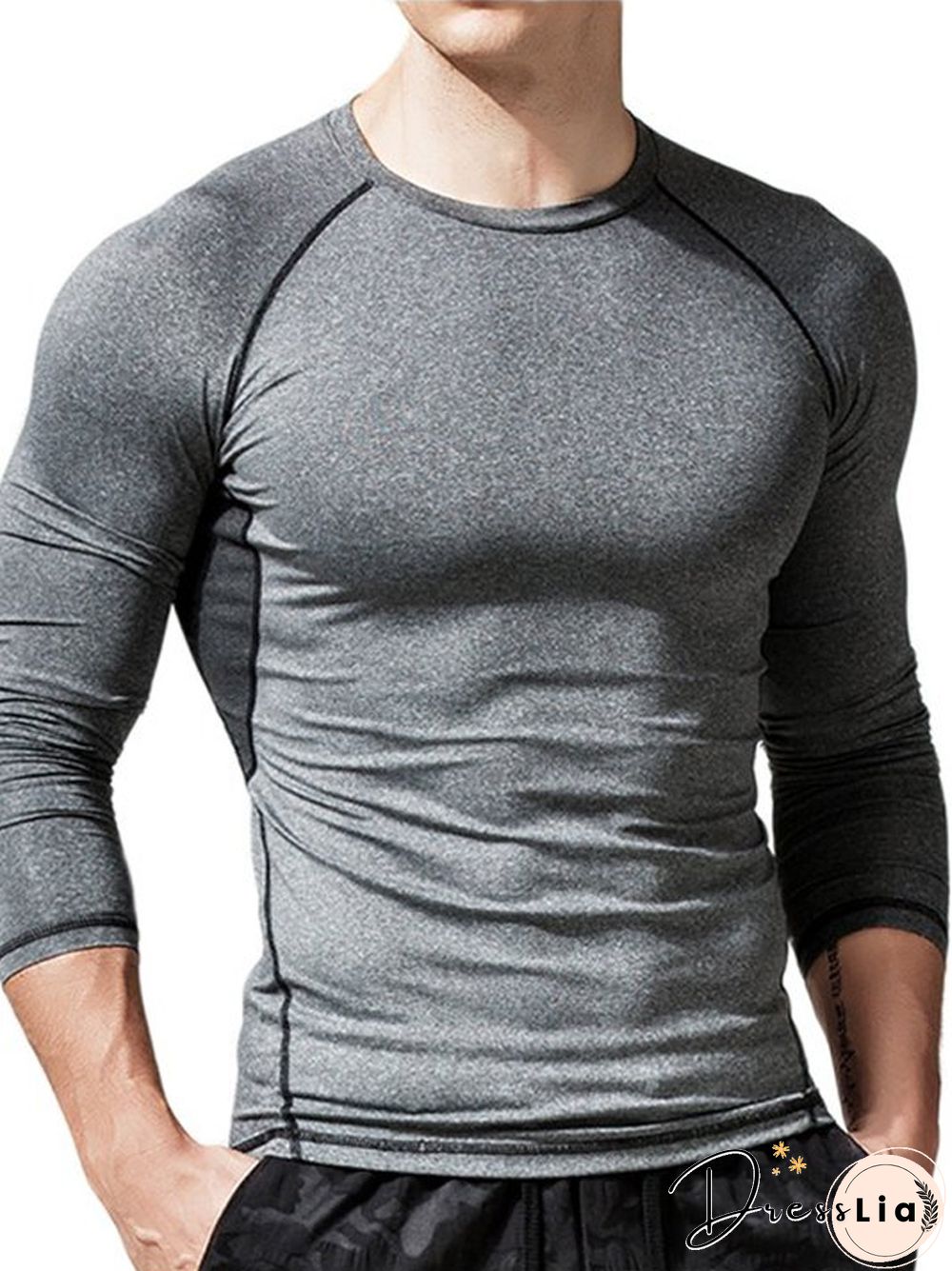 Sports Quick Drying T-shirt Tights Elastic Fitness Clothes Compression Long Sleeve