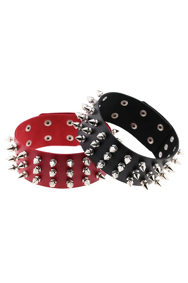Punk Three-Line Taper Rivet Necklace Short Clavicle Choker