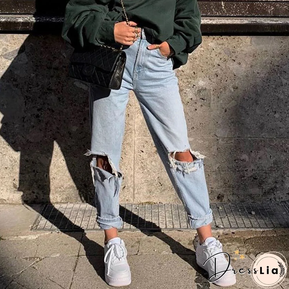 Casual Solid Color Zipper Pocket Jeans