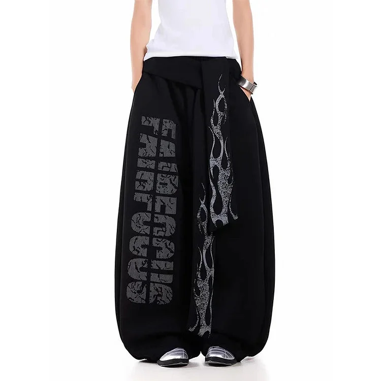 Korean Streetwear Oversized Wide-Leg Joggers &ndash; Graphic Harajuku Style Pants