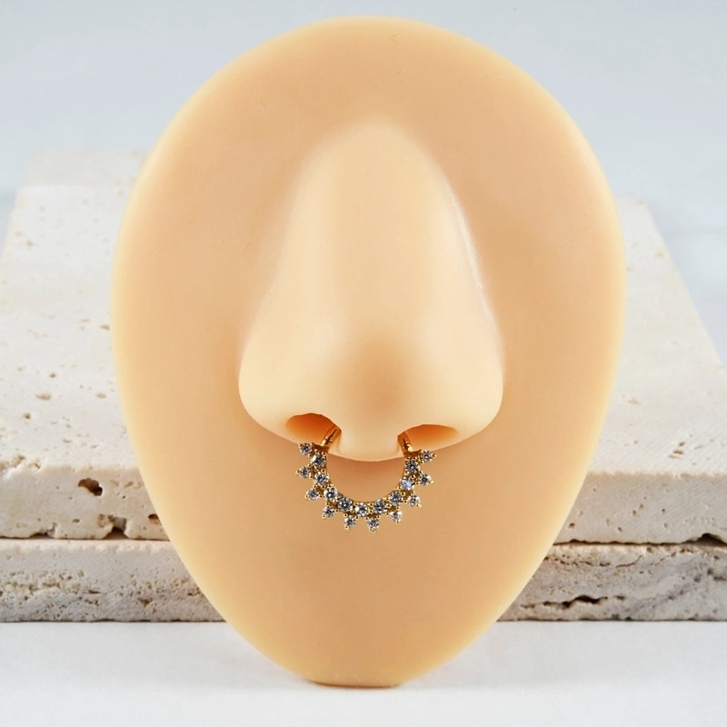 1 Piece Nose Rings & Studs Casual Elegant Vacation Geometric 304 Stainless Steel Inlay Zircon 18K Gold Plated Earrings Nose Ring