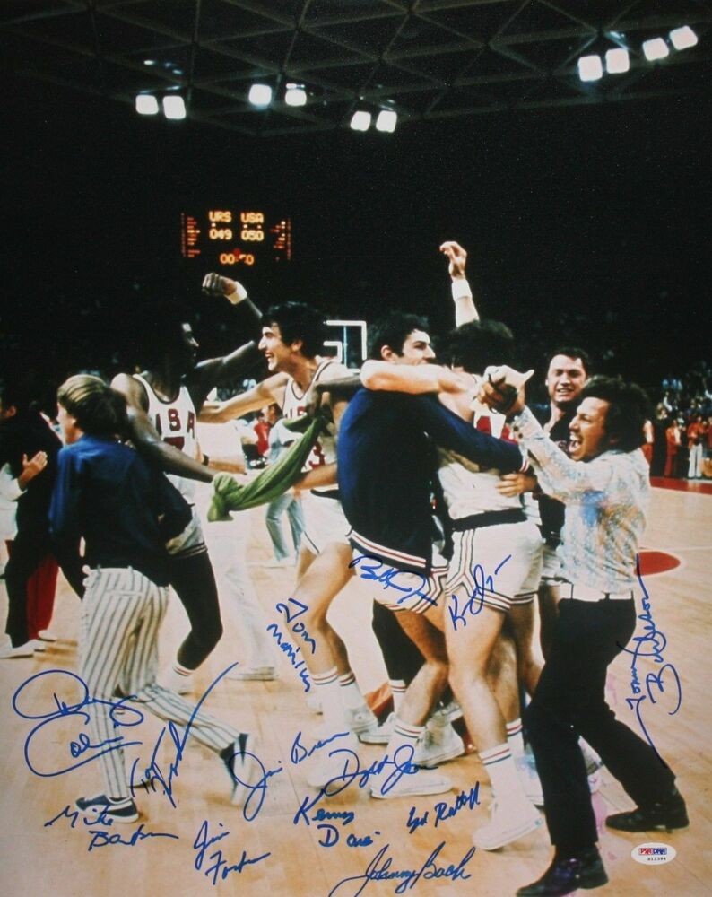 1972 Olympics Mens USA Basketball Team Autographed 16x20 Photo Poster painting- PSA Letter