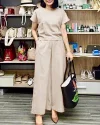 Two Piece Outfits Short Sleeve Crewneck Pullover Tops and Long Wide Leg Pants Tracksuit