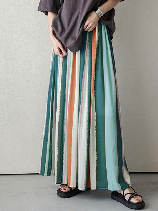 Loose Striped A-Line Skirt