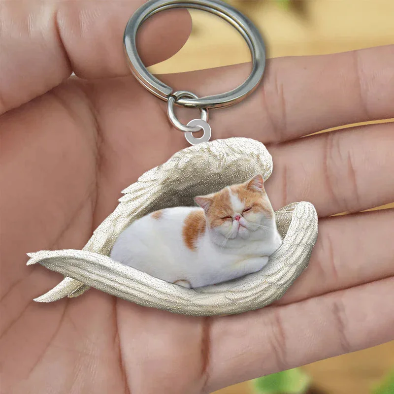 VigorDaily Sleeping Angel Acrylic Keychain Exotic Shorthair Cat