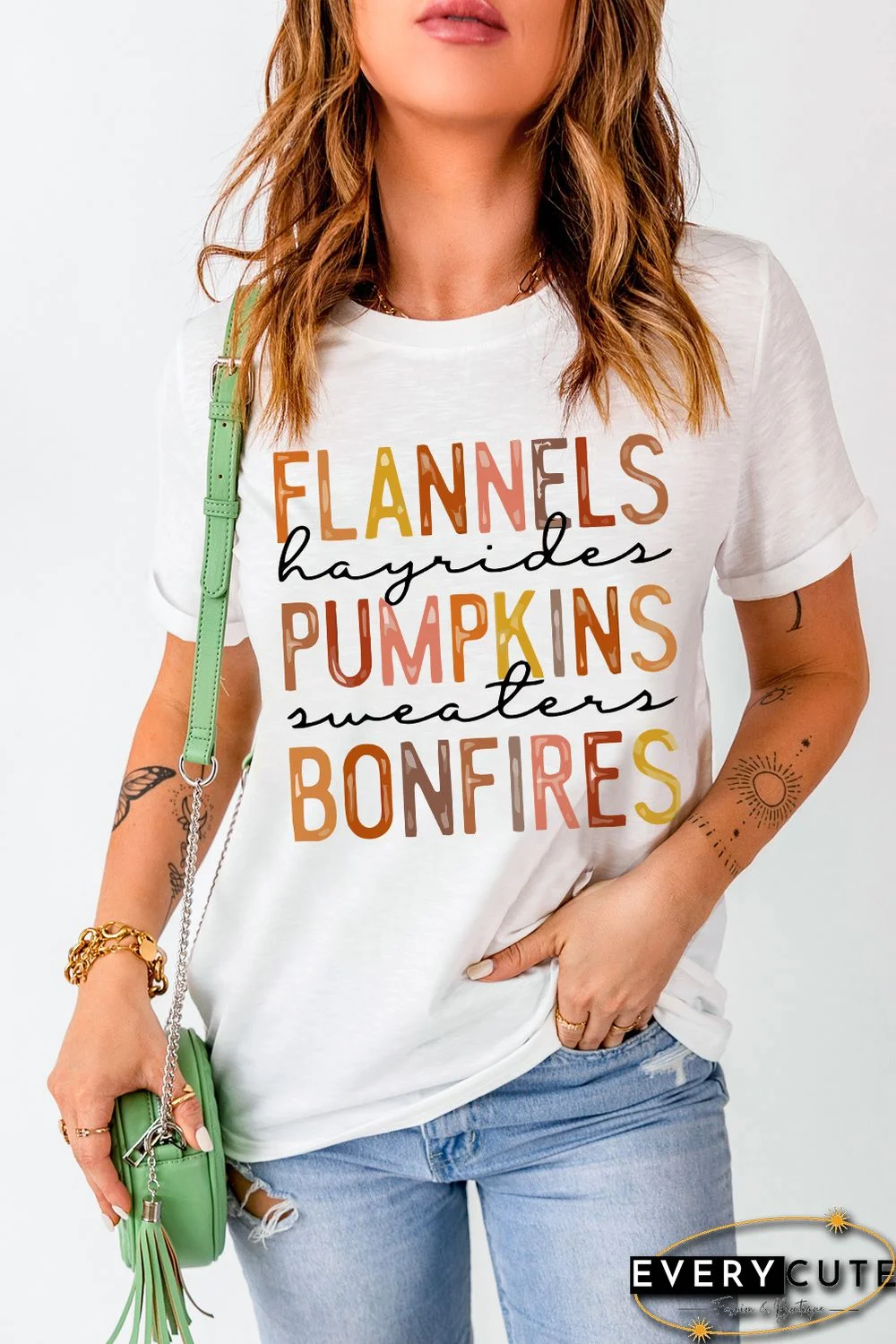 White Flannels Pumpkins Bonfires Letter Graphic Tee
