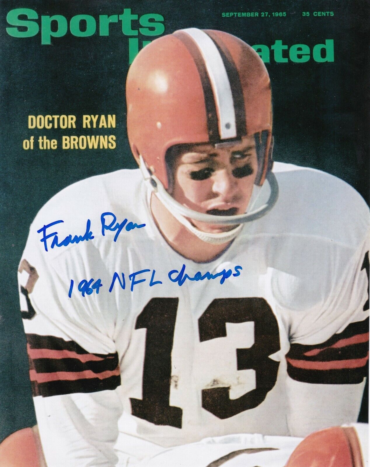 FRANK RYAN CLEVELAND BROWNS 1964 NFL CHAMPS SPORTS ILLUSTRATED COVER SIGNED 8x10