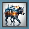 Silhouette Landschaft Schwarzbär - Rundbohrer Diamantmalerei - 45*45CM (partieller Bauchbohrer)