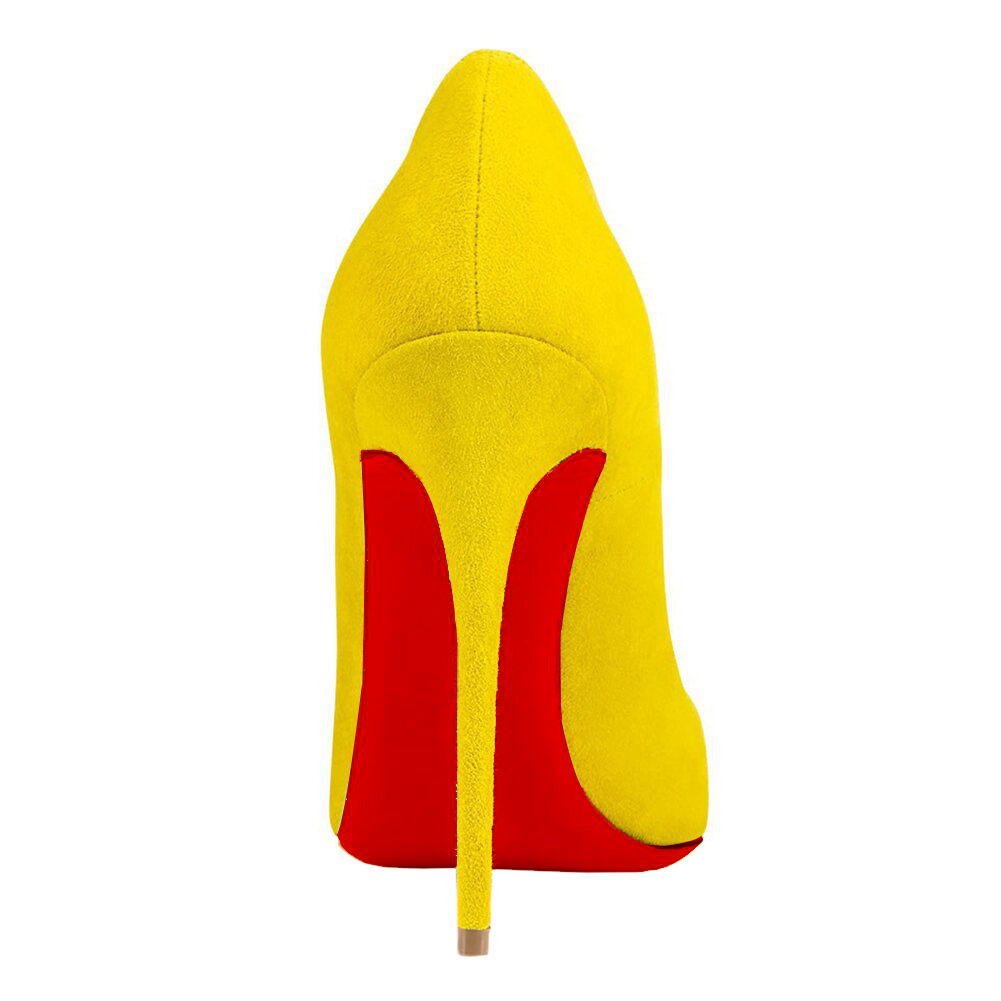 120mm Women's Party Wedding Heels Pumps Yellow Suede-vocosishoes