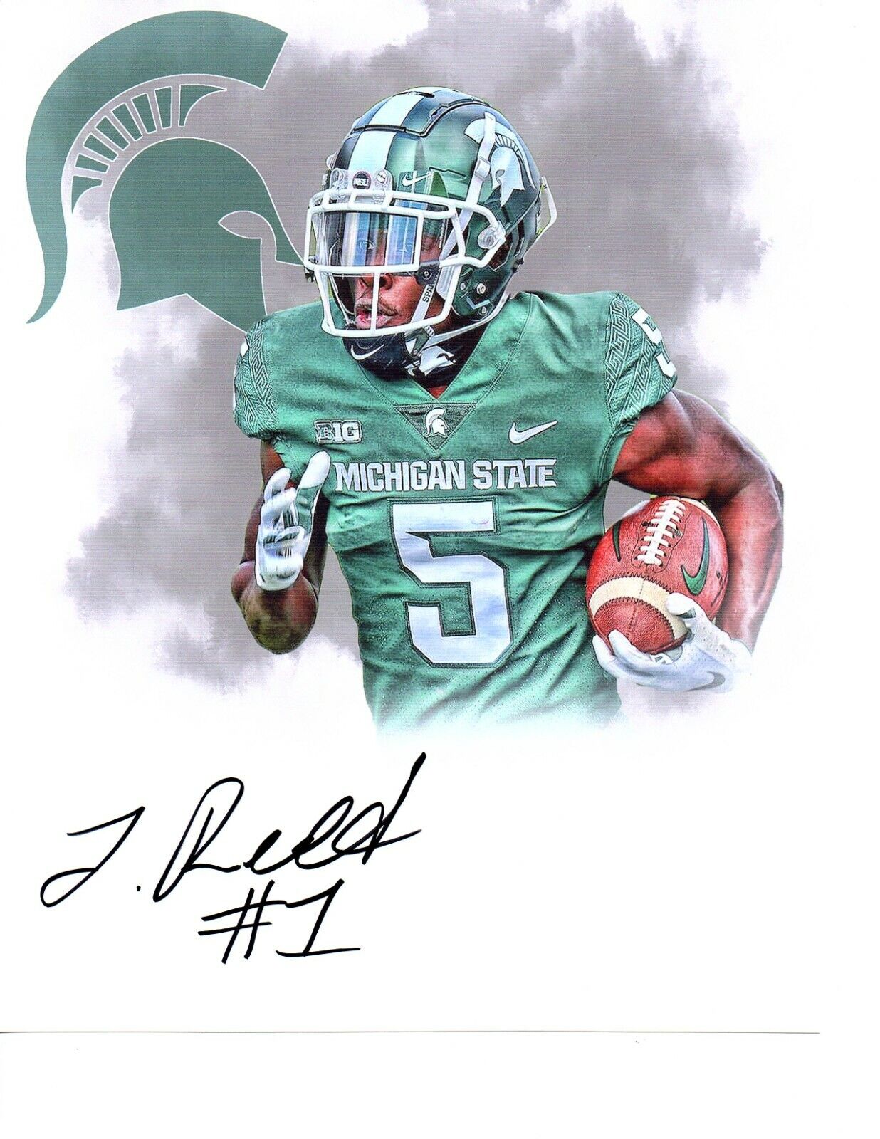 Jayden Reed Michigan State football signed autograph 8x10 Photo Poster painting edit MSU b