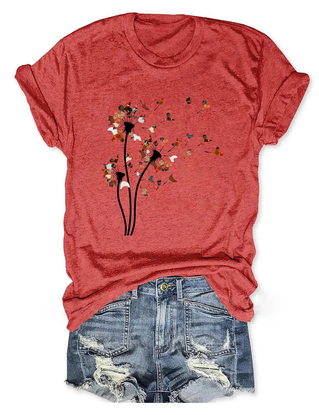 Chicken Dandelion Flower T-shirt