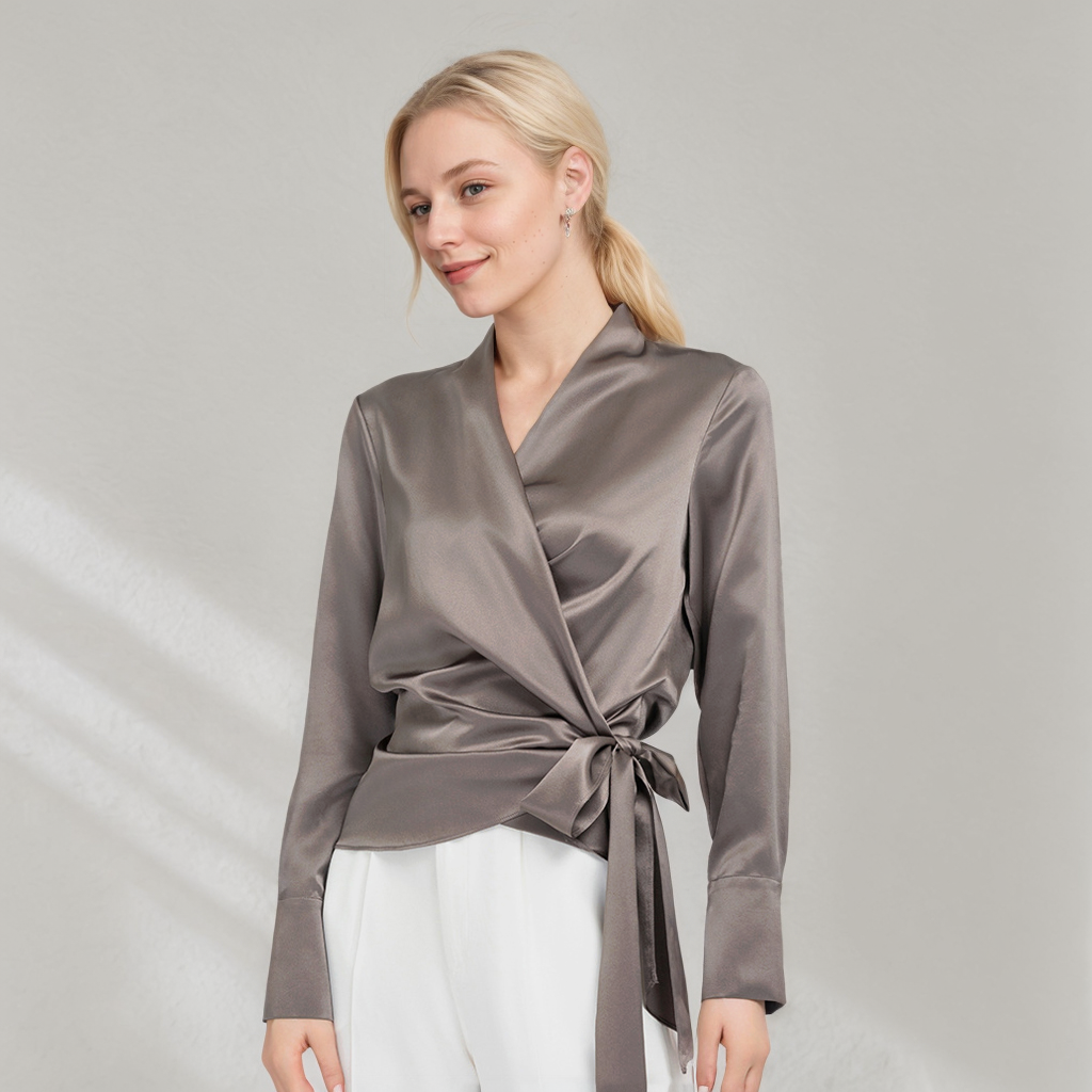 Women's Waist Strap Silk Blouse REAL SILK LIFE