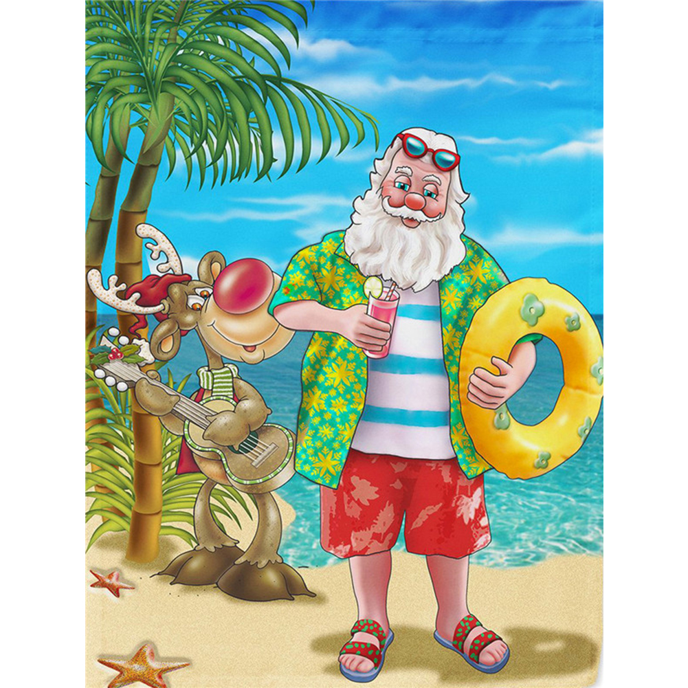 

Santa at the Beach - Round Drill Diamond Painting - 30*40CM, 501 Original