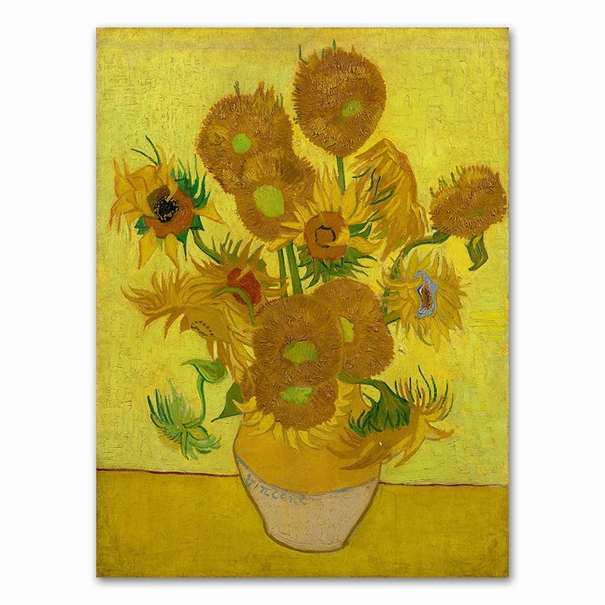 Van Gogh Oil Painting Works Sunflower Apricot Abstract A4 A3 A2 Canvas Art Print Poster Picture Wall House Decoration Murals