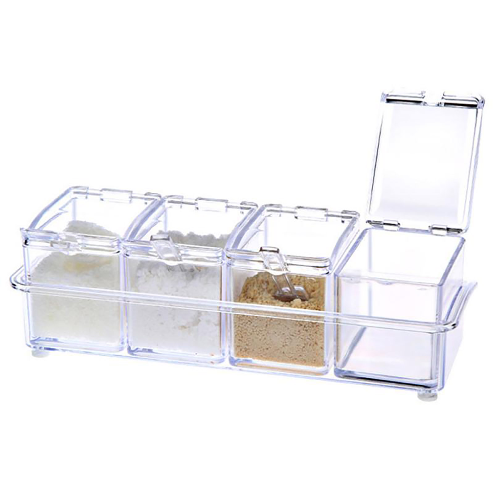 

Transparent Seasoning Box Four Compartment Safe Material Seasoning Jar Set, 501 Original