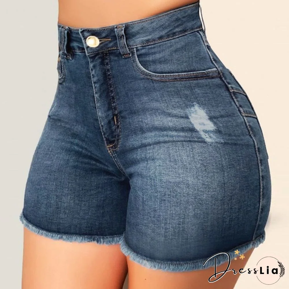Women Fashion New Denim High Waist Shorts Hot Shorts Washed Jeans Summer Short Pants