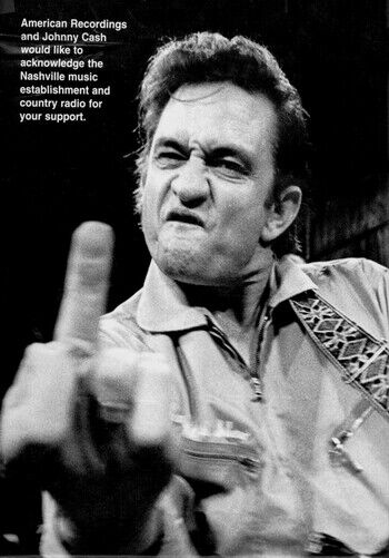JOHNNY CASH POSTER - FINGER TO COUNTRY RADIO - Photo Poster painting QUALITY INSERT -  POST!
